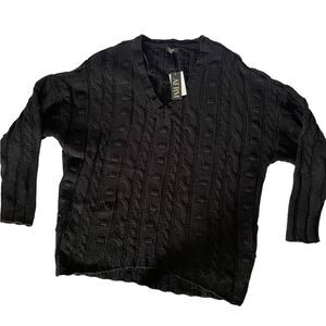 AFRM Boston long cable V-neck sweater black - oversized sz S